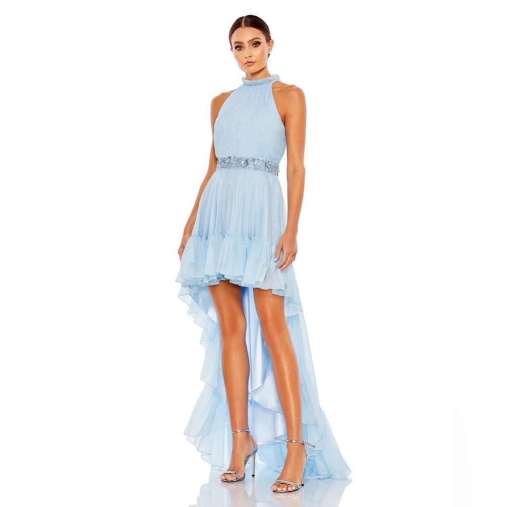 Mac Duggal 68029  Halter‎ Neck High Low Gown NWT